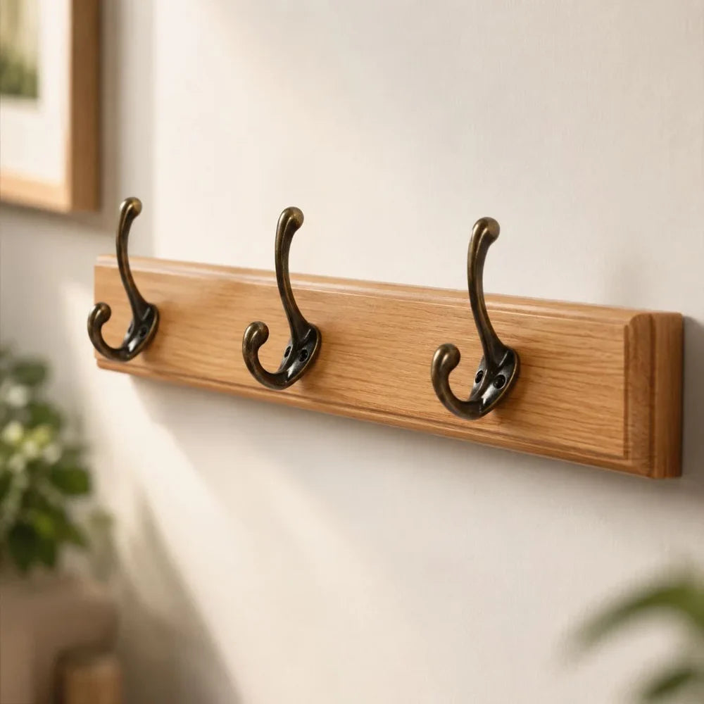Patère murale en bois massif avec 3 à 5 crochets, entrée, vestiaire, manteaux, sacs, système de rangement, design rustique | Sansoti