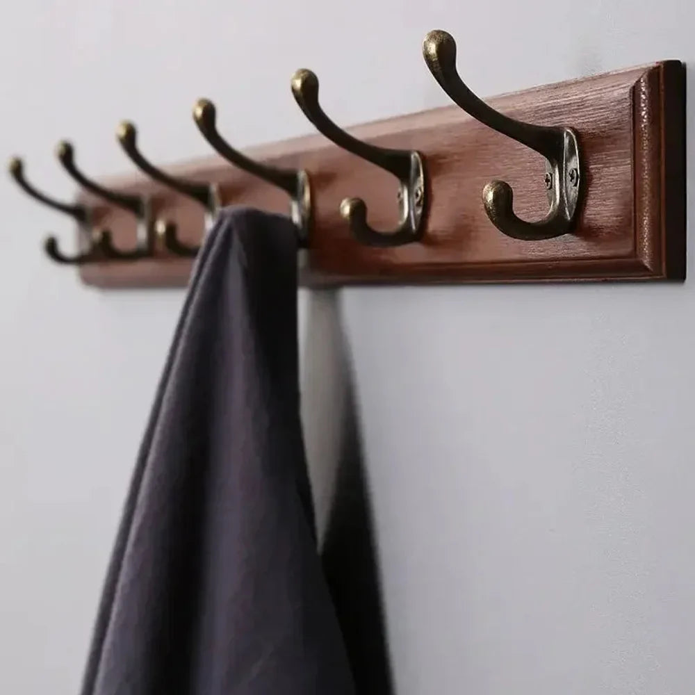 Patère murale en bois massif avec 3 à 5 crochets, entrée, vestiaire, manteaux, sacs, système de rangement, design rustique | Sansoti
