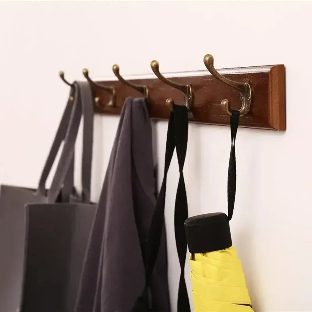 Patère murale en bois massif avec 3 à 5 crochets, entrée, vestiaire, manteaux, sacs, système de rangement, design rustique | Sansoti