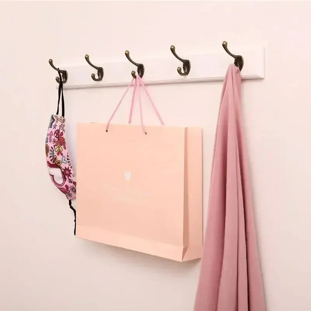 Patère murale en bois massif avec 3 à 5 crochets, entrée, vestiaire, manteaux, sacs, système de rangement, design rustique | Sansoti