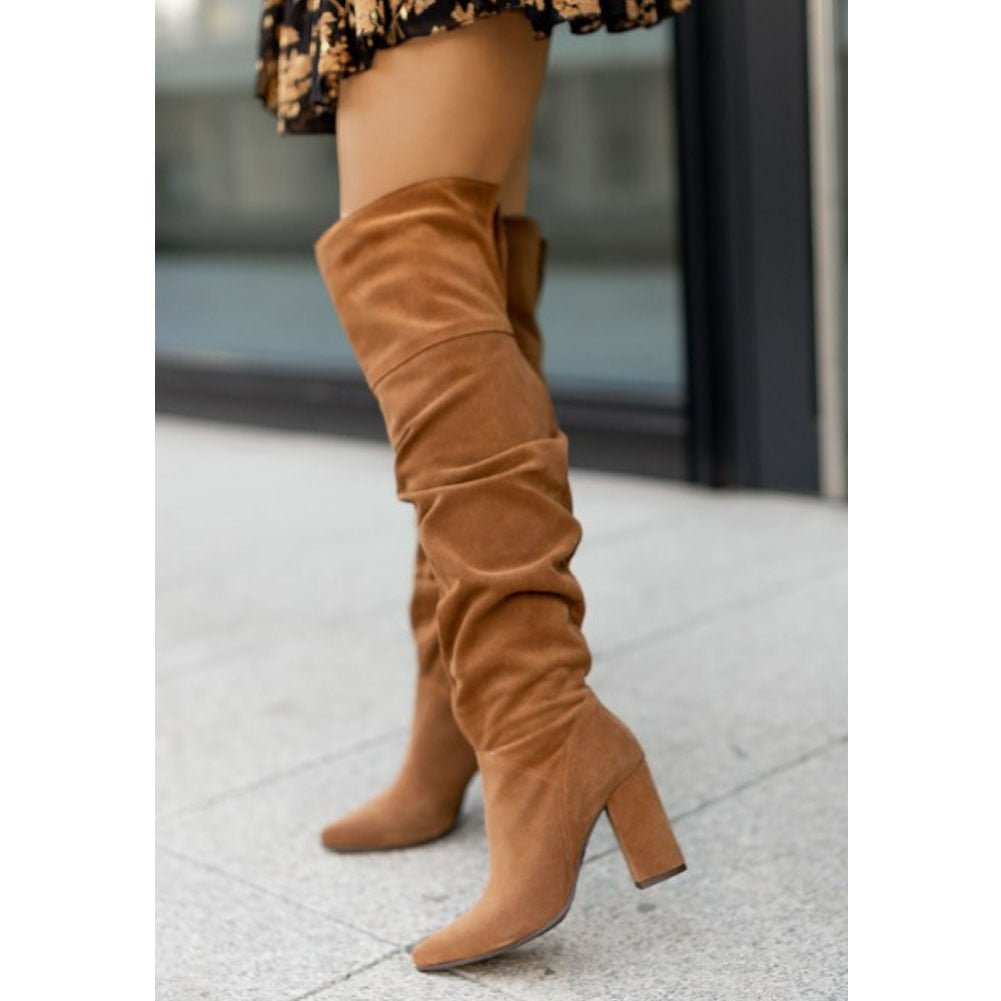 Kniehoge Dameslaarzen Stoffen Voering Elastische Schacht Winter Elegant Comfortabel Instapmodel Dames | Sansoti