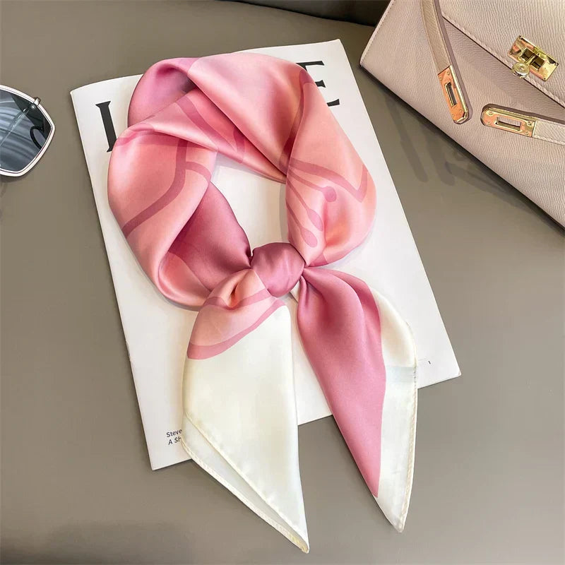 Zijden Sjaal met Ruitpatroon 70x70cm Haarband Nekdoek Voorjaar Zomer Accessoire Vierkante Sjaal Dames | Sansoti