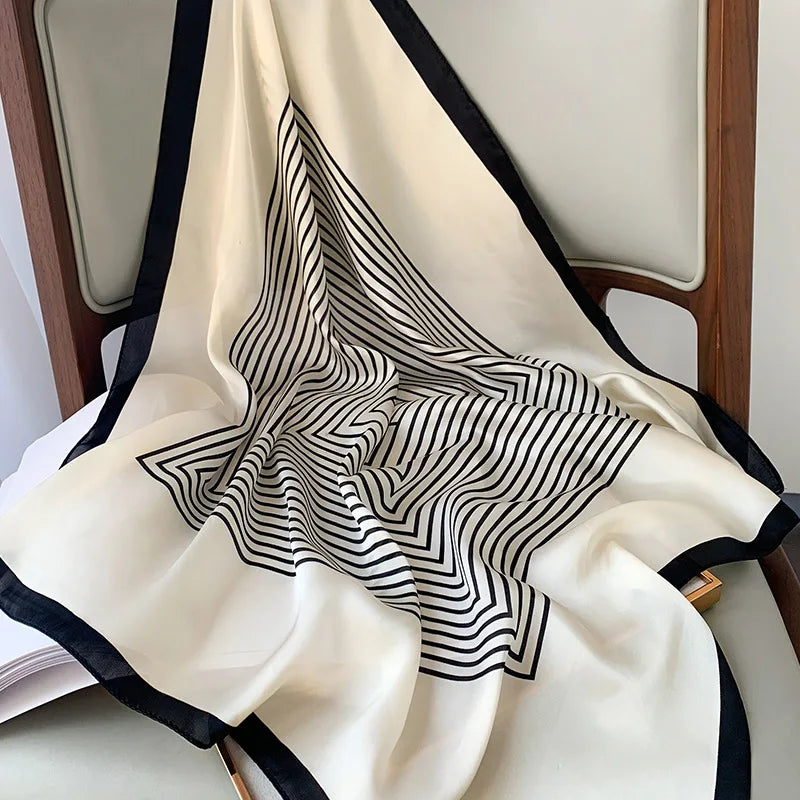 Zijden Sjaal met Ruitpatroon 70x70cm Haarband Nekdoek Voorjaar Zomer Accessoire Vierkante Sjaal Dames | Sansoti