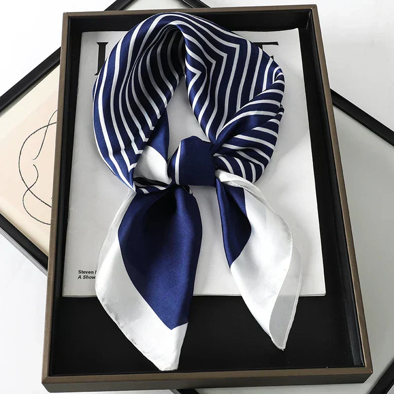 Zijden Sjaal met Ruitpatroon 70x70cm Haarband Nekdoek Voorjaar Zomer Accessoire Vierkante Sjaal Dames | Sansoti