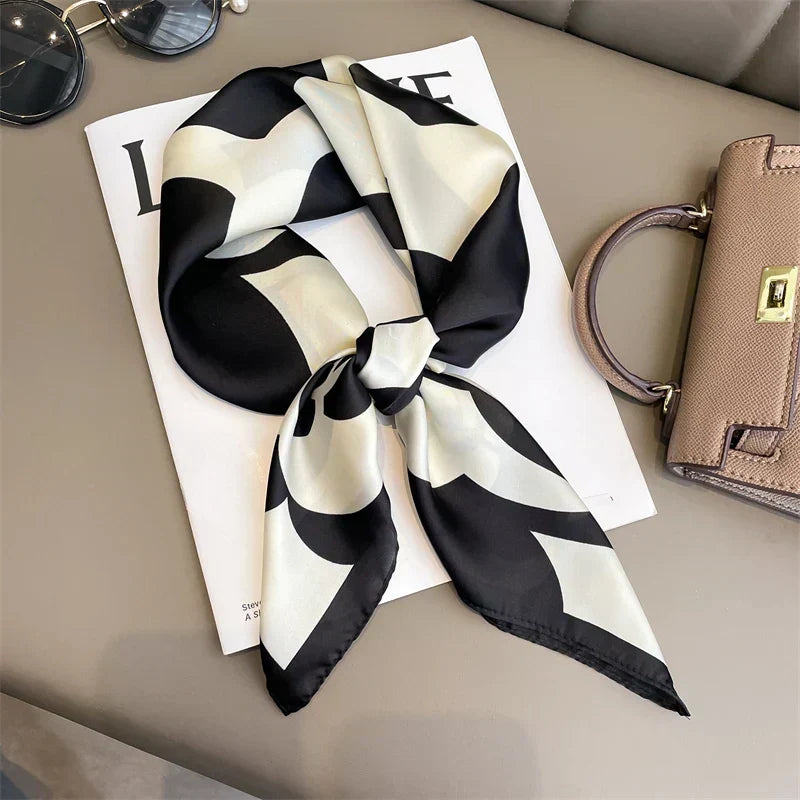 Zijden Sjaal met Ruitpatroon 70x70cm Haarband Nekdoek Voorjaar Zomer Accessoire Vierkante Sjaal Dames | Sansoti