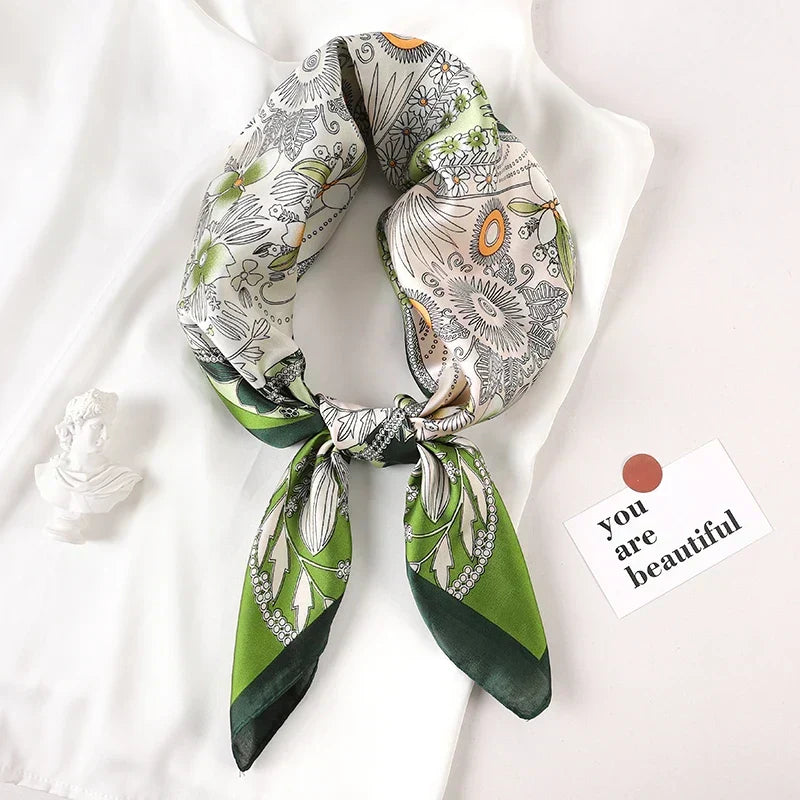 Zijden Sjaal met Ruitpatroon 70x70cm Haarband Nekdoek Voorjaar Zomer Accessoire Vierkante Sjaal Dames | Sansoti