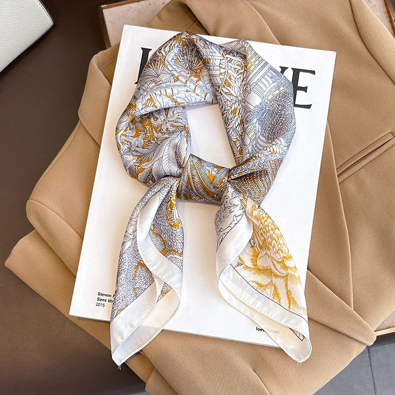 Zijden Sjaal met Ruitpatroon 70x70cm Haarband Nekdoek Voorjaar Zomer Accessoire Vierkante Sjaal Dames | Sansoti