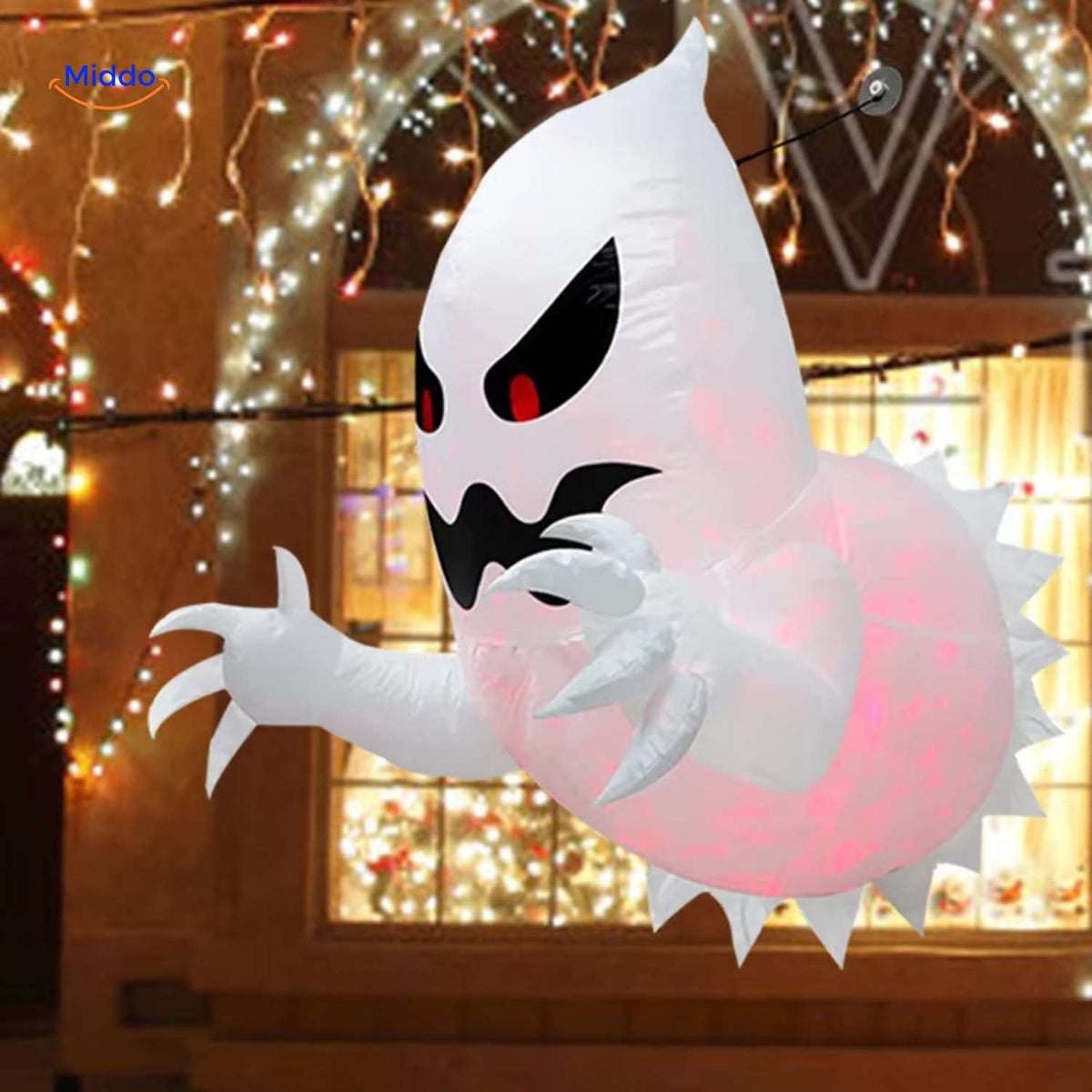Fantôme gonflable avec éclairage LED – Décoration d’Halloween résistante aux intempéries pour le jardin et l’intérieur XL | Sansoti