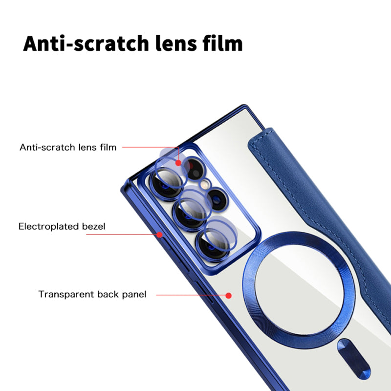 Magnetische Telefoonhoes Samsung met Ringhouder Leer-Look Zwart Blauw Groen Bruin | Kaartvakjes RFID Bescherming | Standaard Flip Case | Draadloos Laden | Sansoti