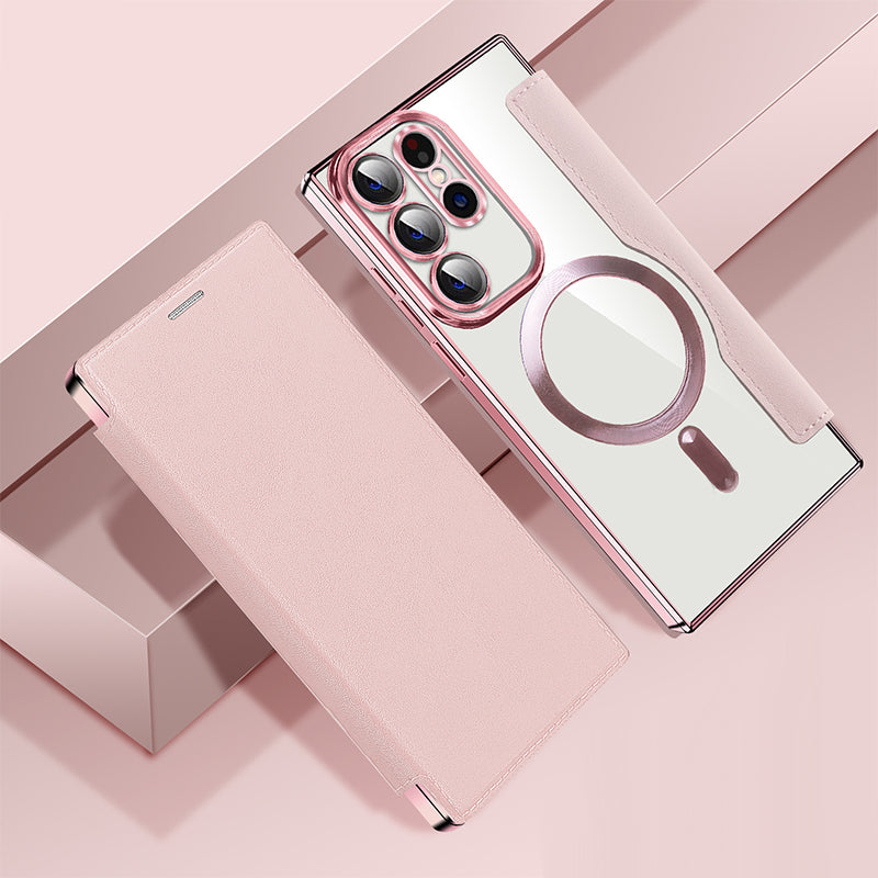 Magnetische Telefoonhoes Samsung met Ringhouder Leer-Look Zwart Blauw Groen Bruin | Kaartvakjes RFID Bescherming | Standaard Flip Case | Draadloos Laden | Sansoti
