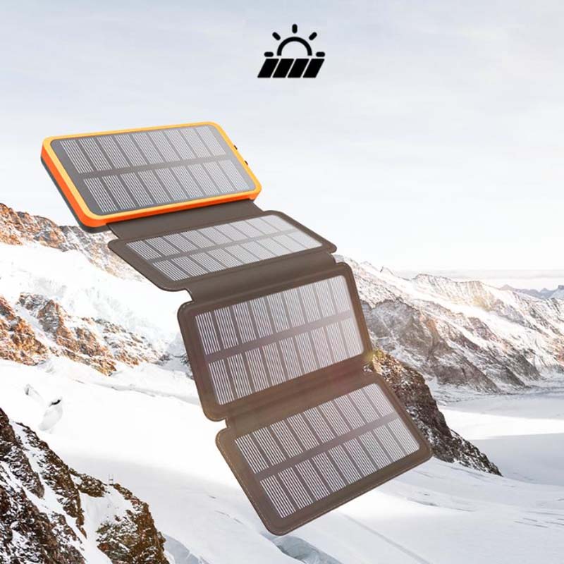 Opvouwbare Zonne-energiebank met Zonnepanelen Waterdicht Draagbaar Powerstation 10000-25000mAh Outdoor USB Oplader Reizen Camping Noodstroom | Sansoti