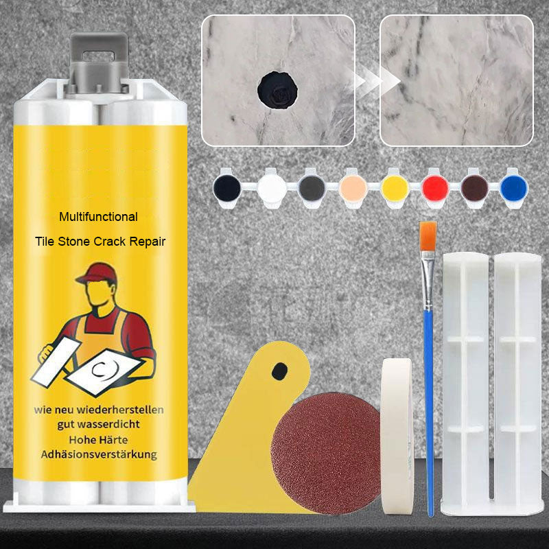 Tegel- en Natuursteen Reparatieset Professioneel voor Scheuren en Beschadigingen | Compleet met Kleurafstemmende Pigmenten voor Keramiek Marmer Graniet Vloeren Muren Keukens Badkamer | Snel Drogende Duurzame Formule met 6 Kleuren | Sansoti
