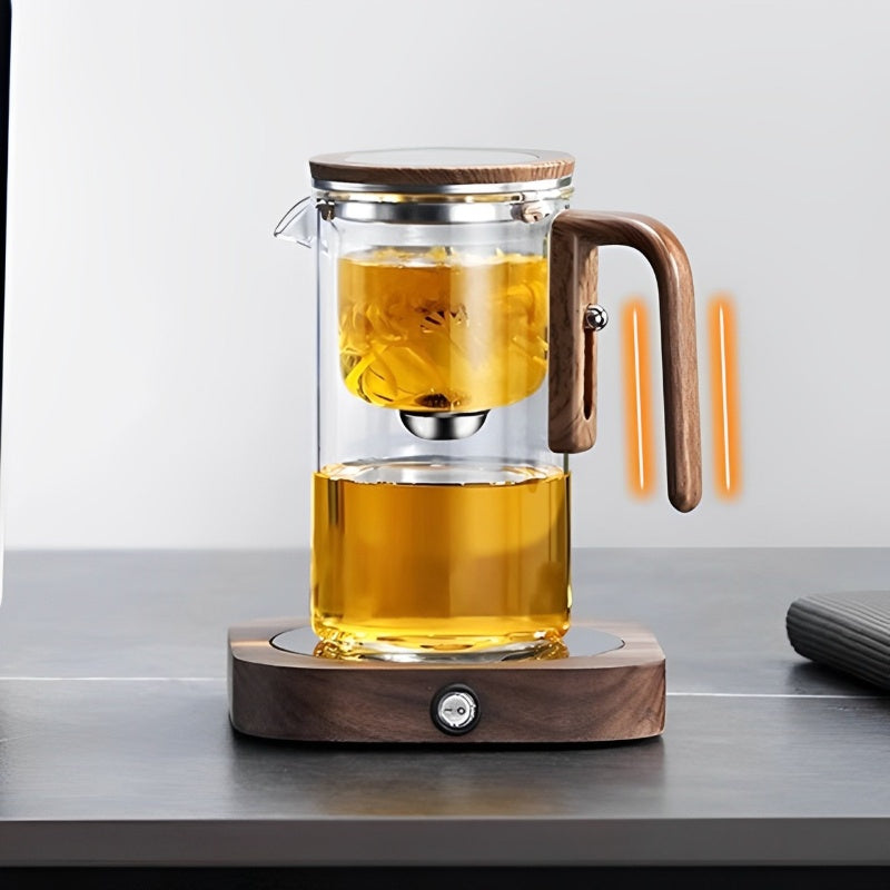 Glazen Theepot met Houten Greep 500ml & 700ml – Thee-infuser met Filtersysteem voor Perfecte Thee | Sansoti