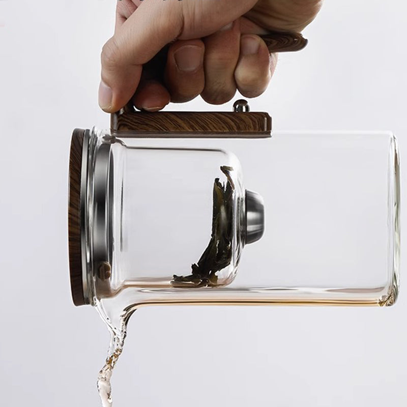 Glazen Theepot met Houten Greep 500ml & 700ml – Thee-infuser met Filtersysteem voor Perfecte Thee | Sansoti