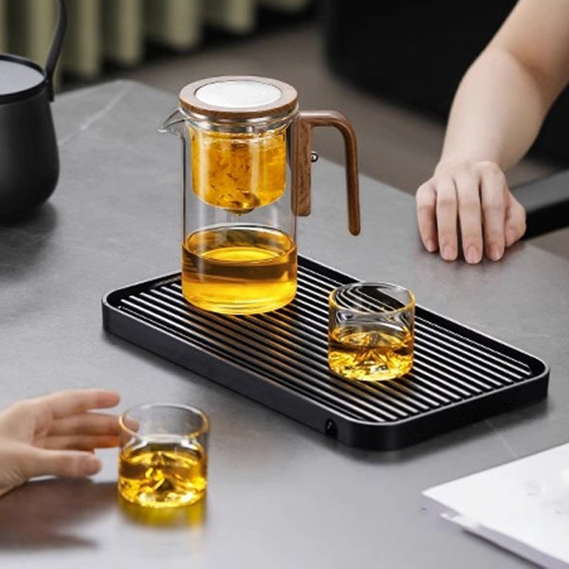 Glazen Theepot met Houten Greep 500ml & 700ml – Thee-infuser met Filtersysteem voor Perfecte Thee | Sansoti