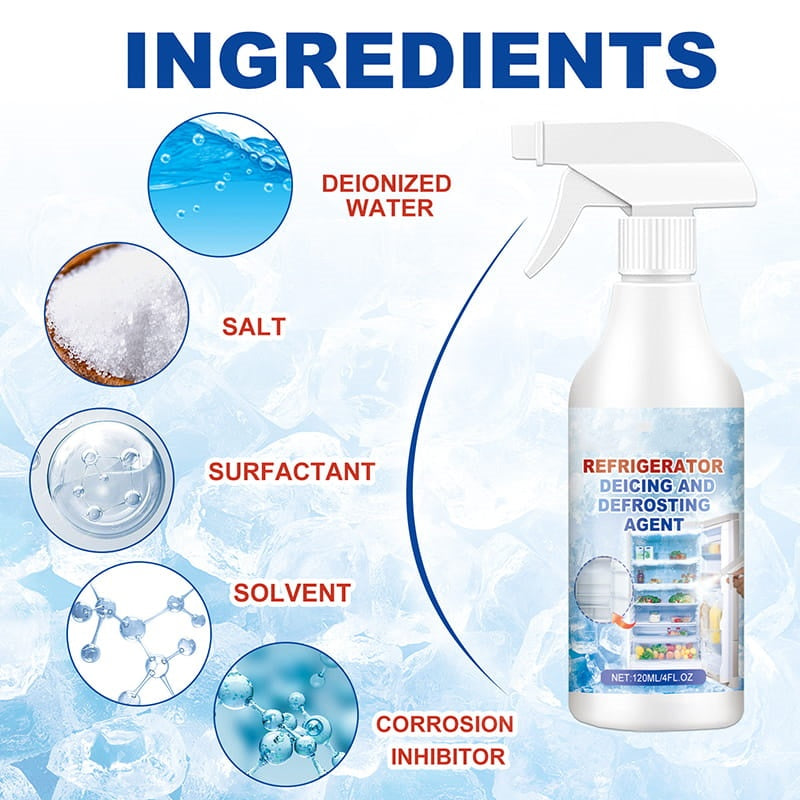 Enteisungsspray, 120 ml, schnelle Eisentfernung, Kühlschrank- und Gefrierfach-Enteisungsspray, ohne Kratzen, Haushalt | Sansoti