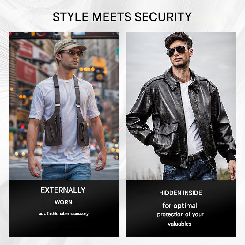 Anti-Theft Shoulder Bag for Men Black Brown PU Leather Hidden Pockets Adjustable Hands-Free Compact Crossbody | Sansoti