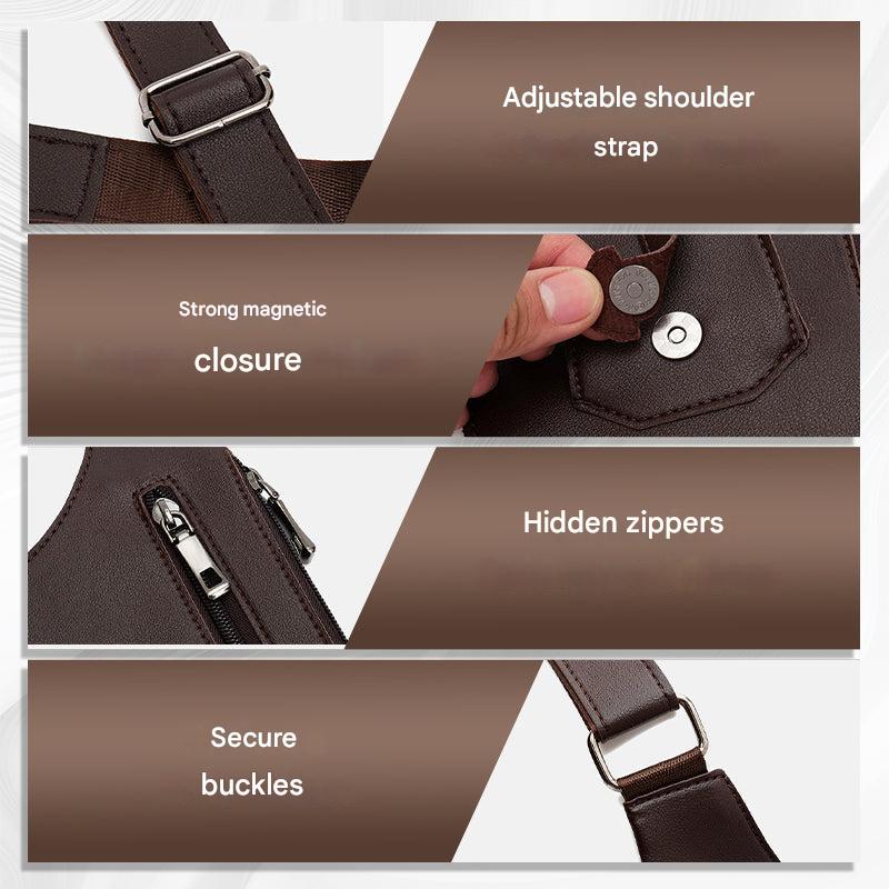 Anti-Theft Shoulder Bag for Men Black Brown PU Leather Hidden Pockets Adjustable Hands-Free Compact Crossbody | Sansoti