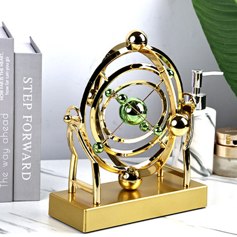 Kinetische Metalen Sculptuur met Roterende Beweging Perpetuum Design Goud Decoratief Object Woonkamer | Sansoti