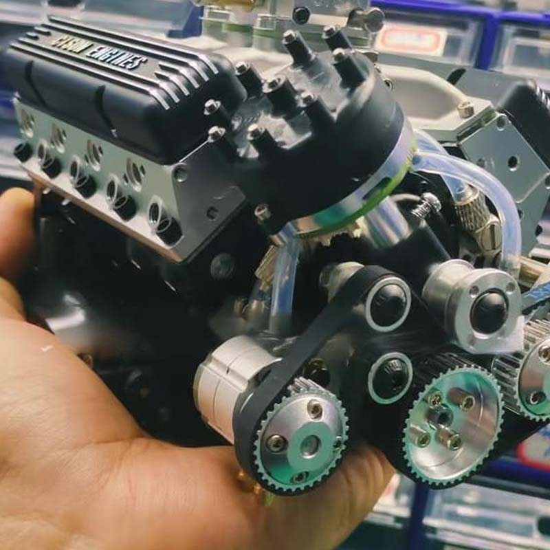 Mini V8 Engine Model Building Kit, Metal, with CDI Ignition, CNC-Machined, RC-Compatible, Educational Hobby Project | Sansoti