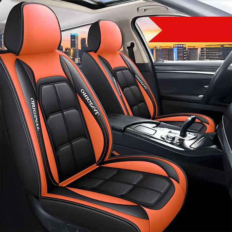 Car Seat Covers for Front Seats Faux Leather Black Beige Grey Brown Green Orange Blue Pink Universal Fit | Sansoti