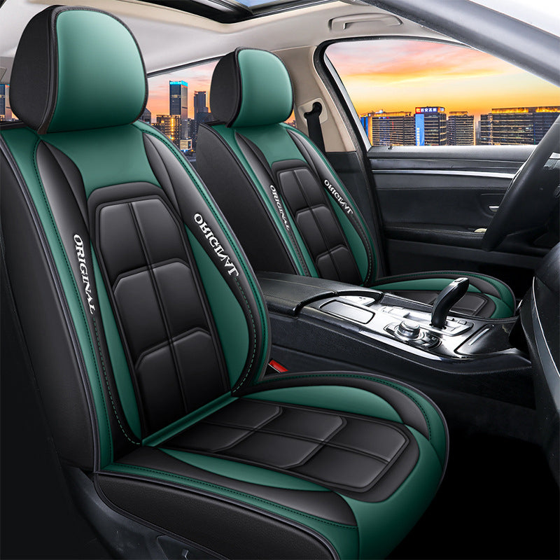 Car Seat Covers for Front Seats Faux Leather Black Beige Grey Brown Green Orange Blue Pink Universal Fit | Sansoti