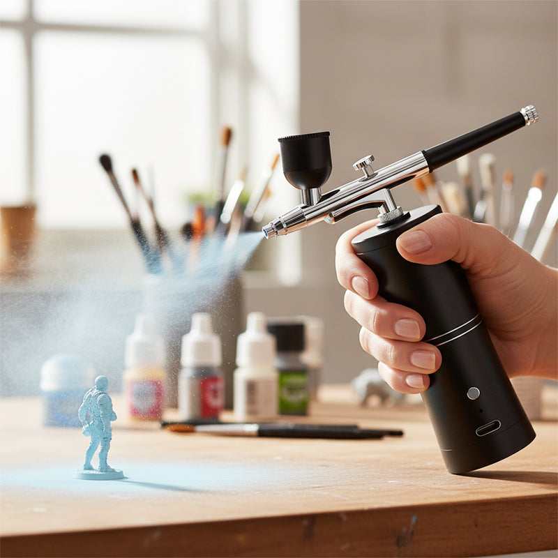 Draadloze Airbrush Pistool met 3 Verwisselbare Spuitkoppen en Oplaadbare Accu voor Modelbouw Kunst en Nail Art | Sansoti