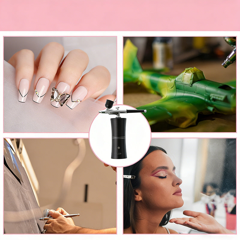 Draadloze Airbrush Pistool met 3 Verwisselbare Spuitkoppen en Oplaadbare Accu voor Modelbouw Kunst en Nail Art | Sansoti