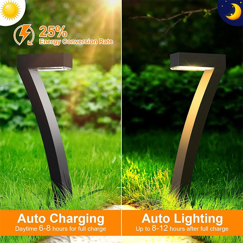 Solar Tuinlampen Set 4 Stuks Warmwit LED Wegverlichting Waterdicht IP65 Buitenverlichting Terrasverlichting | Sansoti