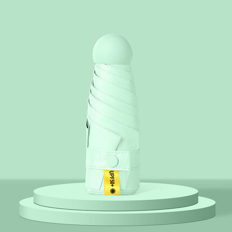 Kompakter faltbarer Regenschirm Capsule UPF50+ UV-Schutz im Taschenformat windbeständiger Mini-Reiseschirm | Sansoti