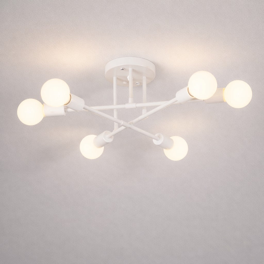 Lampa sufitowa Starburst z żelaznymi ramionami E27, nordycki design mid-century, nowoczesne oświetlenie do salonu i jadalni | Sansoti