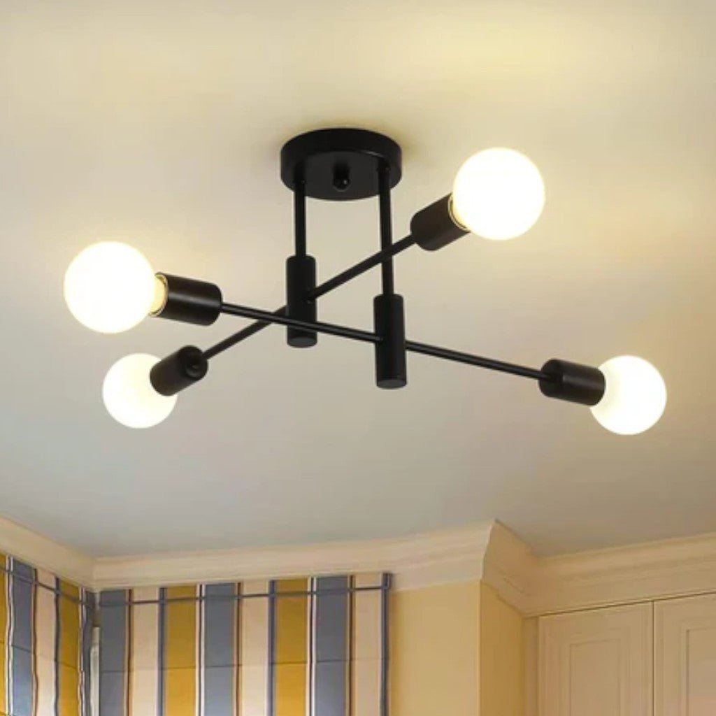 Lampa sufitowa Starburst z żelaznymi ramionami E27, nordycki design mid-century, nowoczesne oświetlenie do salonu i jadalni | Sansoti