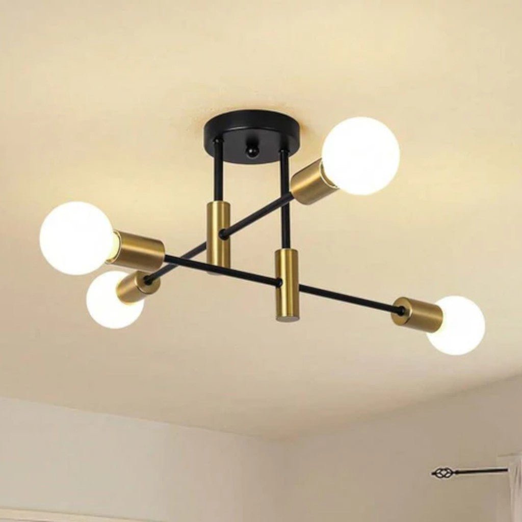 Lampa sufitowa Starburst z żelaznymi ramionami E27, nordycki design mid-century, nowoczesne oświetlenie do salonu i jadalni | Sansoti