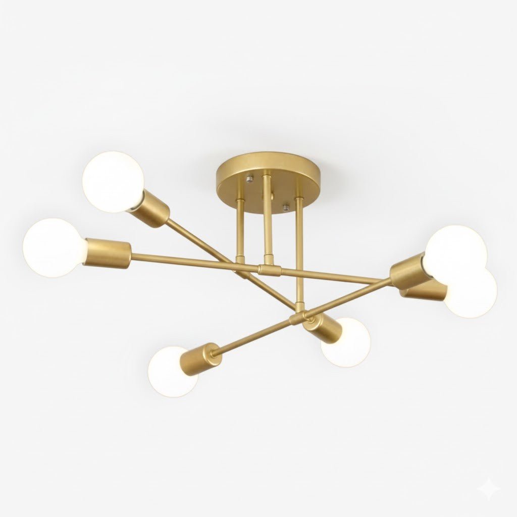 Lampa sufitowa Starburst z żelaznymi ramionami E27, nordycki design mid-century, nowoczesne oświetlenie do salonu i jadalni | Sansoti