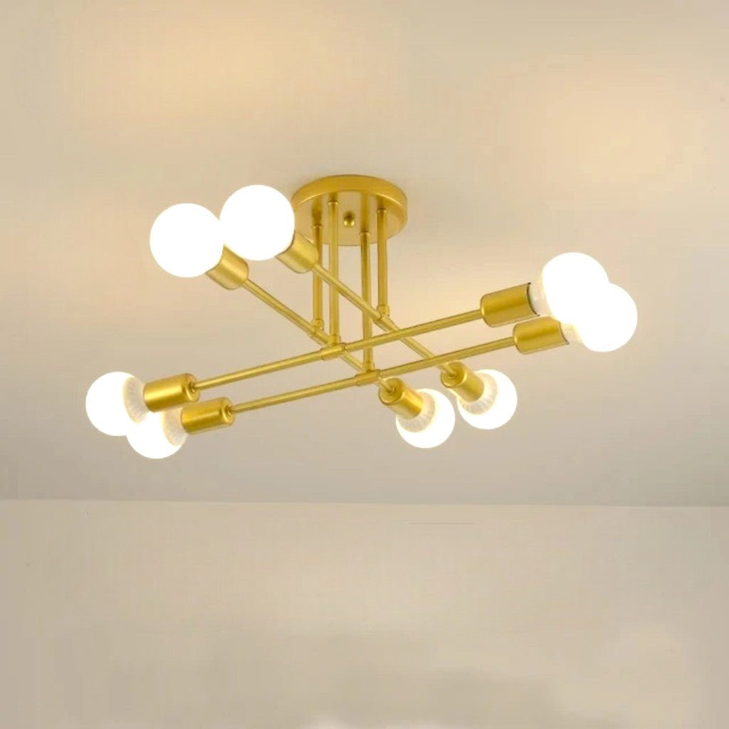Lampa sufitowa Starburst z żelaznymi ramionami E27, nordycki design mid-century, nowoczesne oświetlenie do salonu i jadalni | Sansoti