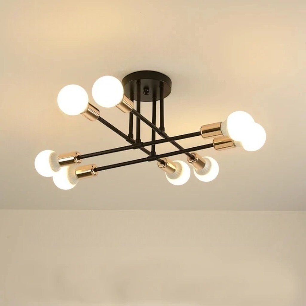 Lampa sufitowa Starburst z żelaznymi ramionami E27, nordycki design mid-century, nowoczesne oświetlenie do salonu i jadalni | Sansoti