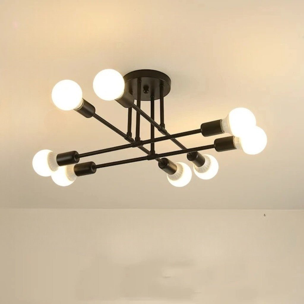 Lampa sufitowa Starburst z żelaznymi ramionami E27, nordycki design mid-century, nowoczesne oświetlenie do salonu i jadalni | Sansoti