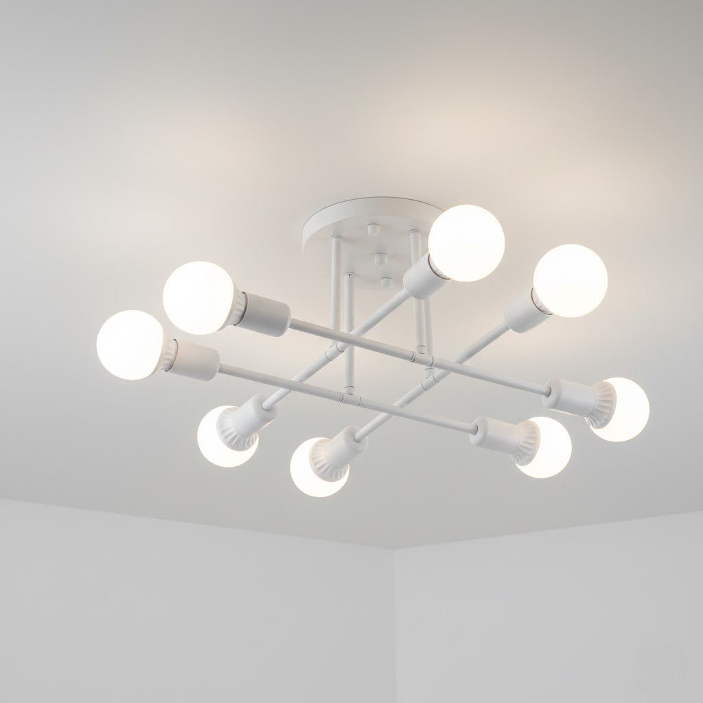 Lampa sufitowa Starburst z żelaznymi ramionami E27, nordycki design mid-century, nowoczesne oświetlenie do salonu i jadalni | Sansoti