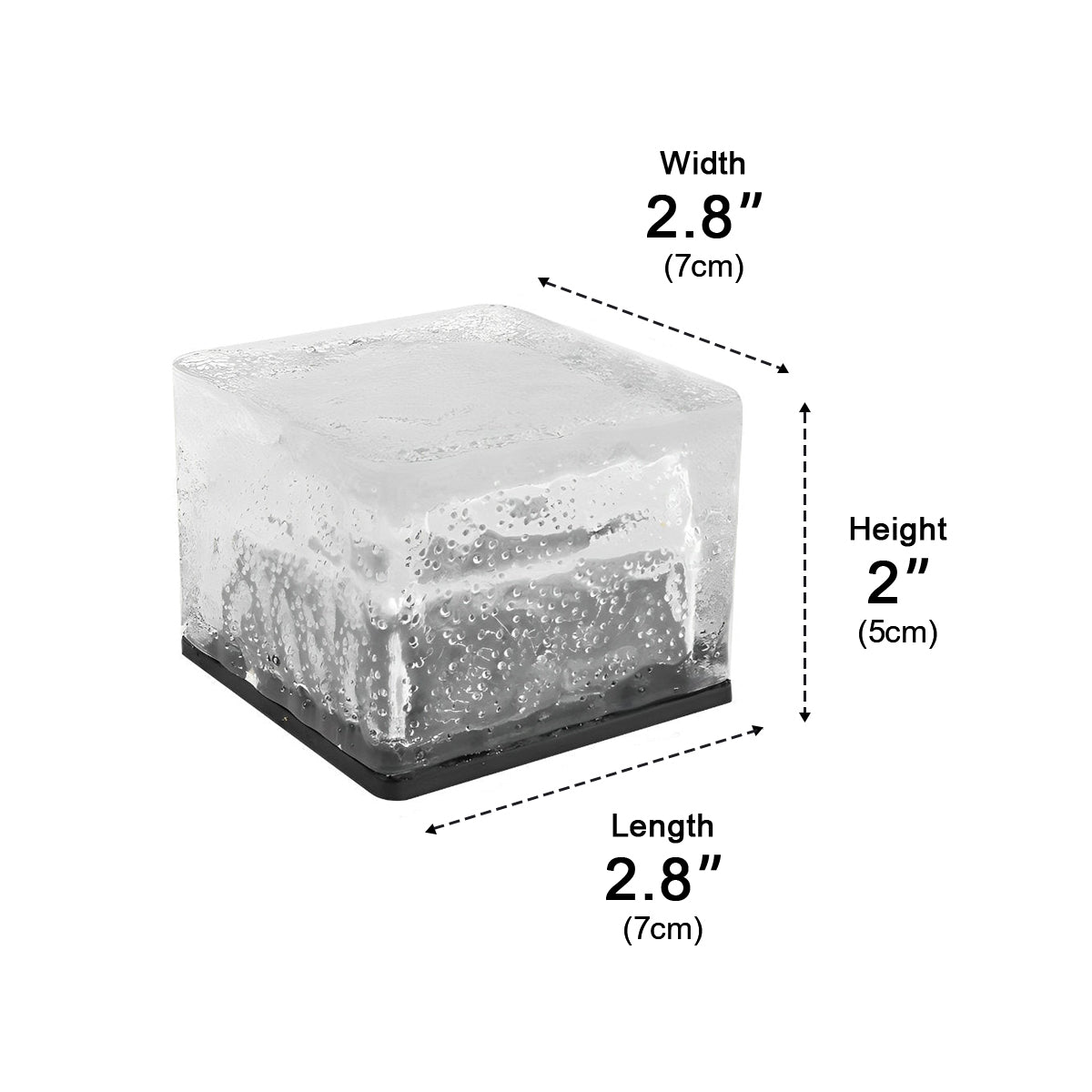 Square Ice Block Solar LED Garden Lighting Waterproof Lawn Pathway Light Modern Outdoor Lamp Patio | Sansoti