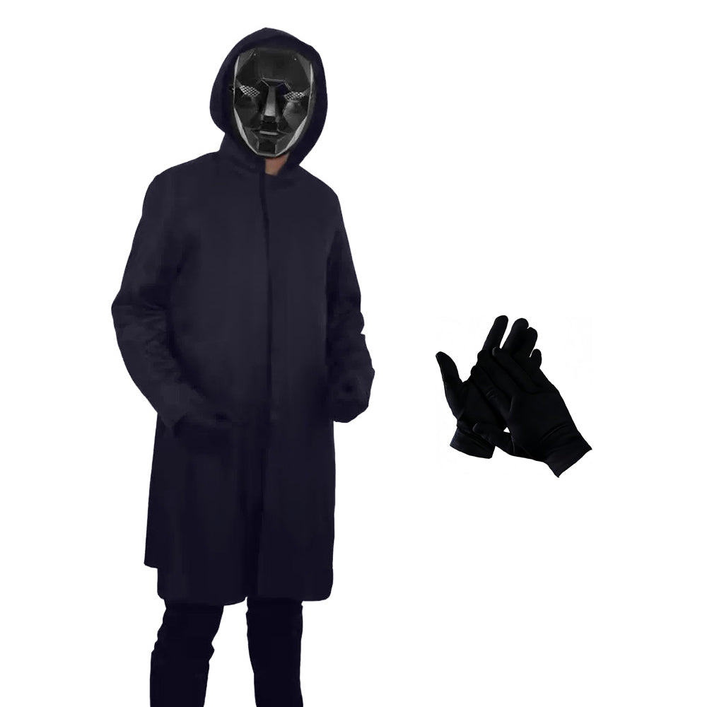 Mysterieus Kapuzenkostuum Zwart met Masker & Handschoenen Unisex Halloween Cosplay Party Outfit voor Kinderen & Volwassenen | Sansoti
