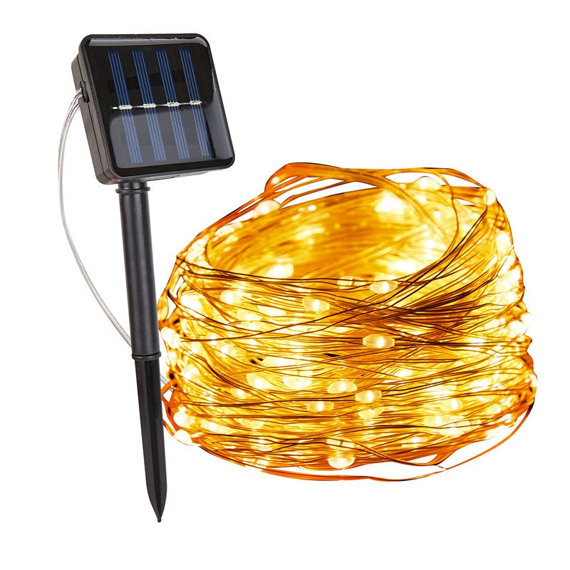 Solar LED Light String Warm White Green Copper Wire IP65 Waterproof for Garden, Terrace & Balcony | Sansoti