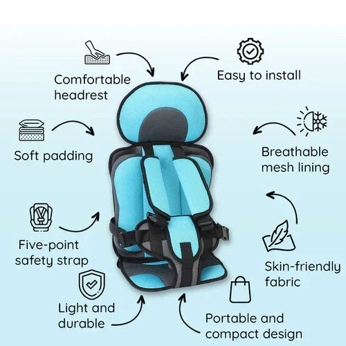 Opvouwbare Autostoelverhoger voor Kinderen met Vijfpunts Veiligheidsgordel Draagbaar Reisstoeltje Auto | Sansoti