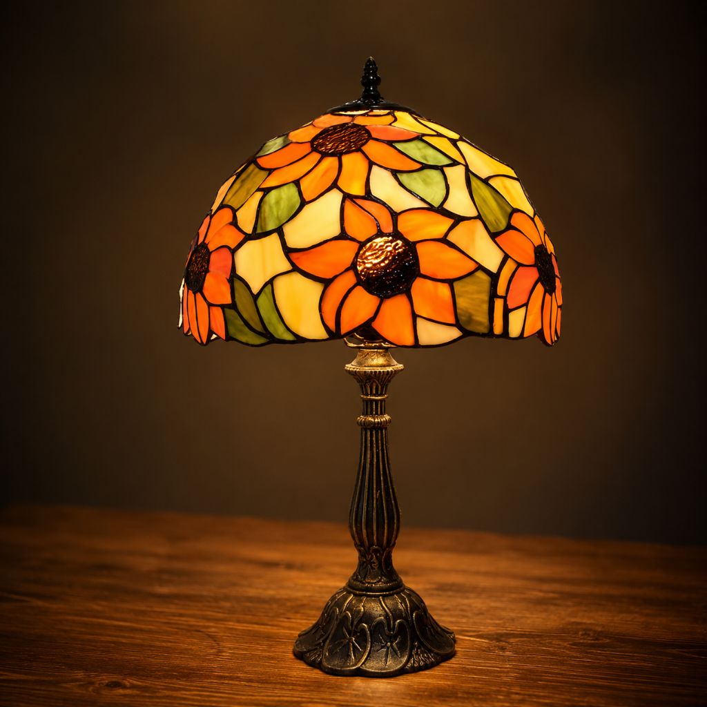 Tiffany Tafellamp met Glas-in-Lood Kap Verstelbaar Leeslamp Bureaulamp Scandinavisch Design Sfeerlicht | Sansoti