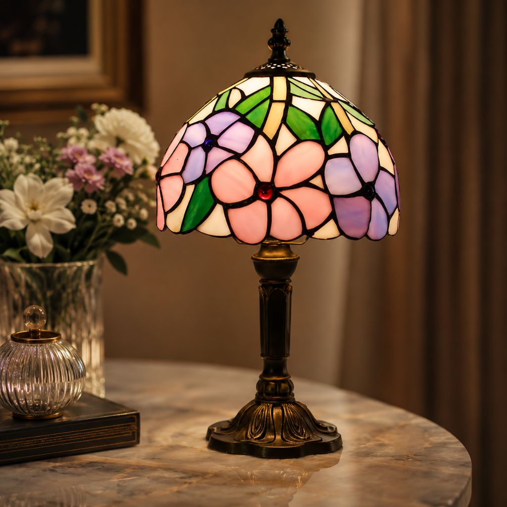 Tiffany Tafellamp met Glas-in-Lood Kap Verstelbaar Leeslamp Bureaulamp Scandinavisch Design Sfeerlicht | Sansoti