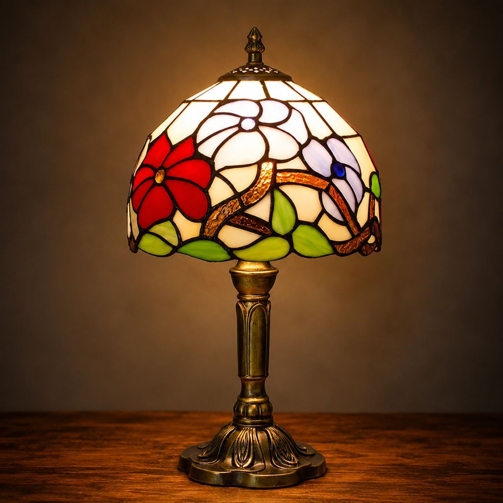 Tiffany Tafellamp met Glas-in-Lood Kap Verstelbaar Leeslamp Bureaulamp Scandinavisch Design Sfeerlicht | Sansoti