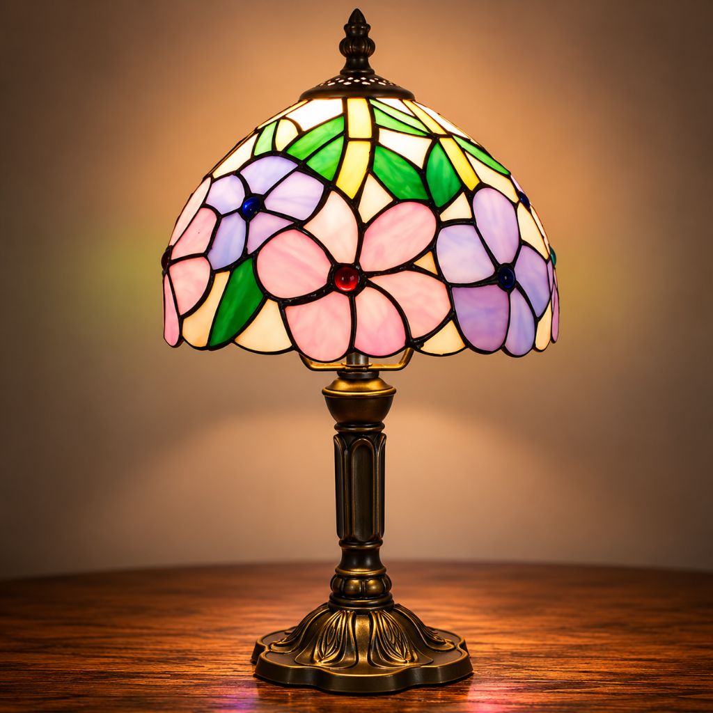 Tiffany Tafellamp met Glas-in-Lood Kap Verstelbaar Leeslamp Bureaulamp Scandinavisch Design Sfeerlicht | Sansoti