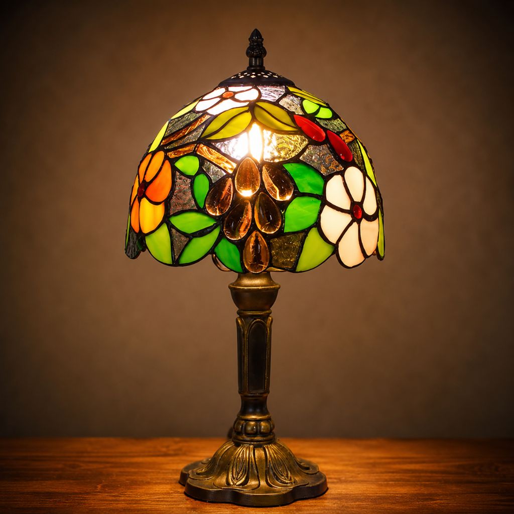 Tiffany Tafellamp met Glas-in-Lood Kap Verstelbaar Leeslamp Bureaulamp Scandinavisch Design Sfeerlicht | Sansoti