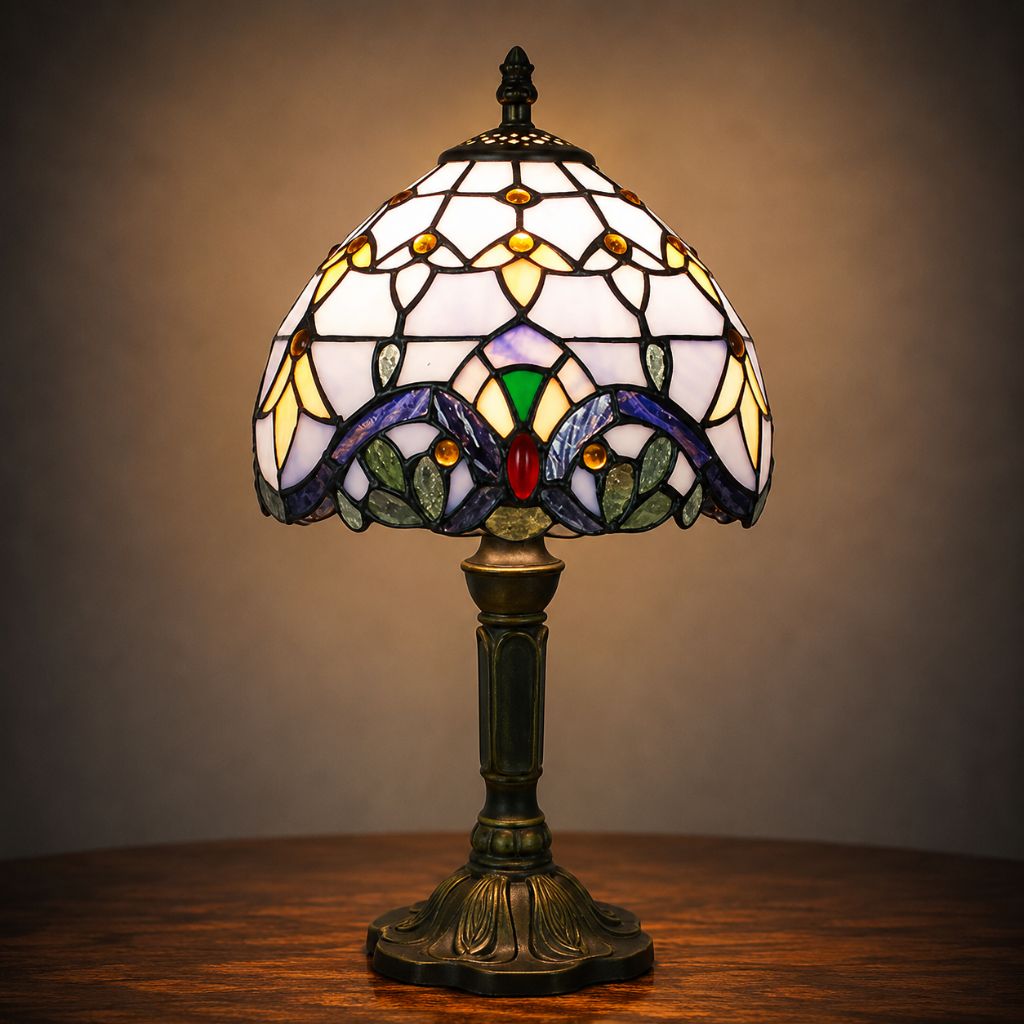 Tiffany Tafellamp met Glas-in-Lood Kap Verstelbaar Leeslamp Bureaulamp Scandinavisch Design Sfeerlicht | Sansoti