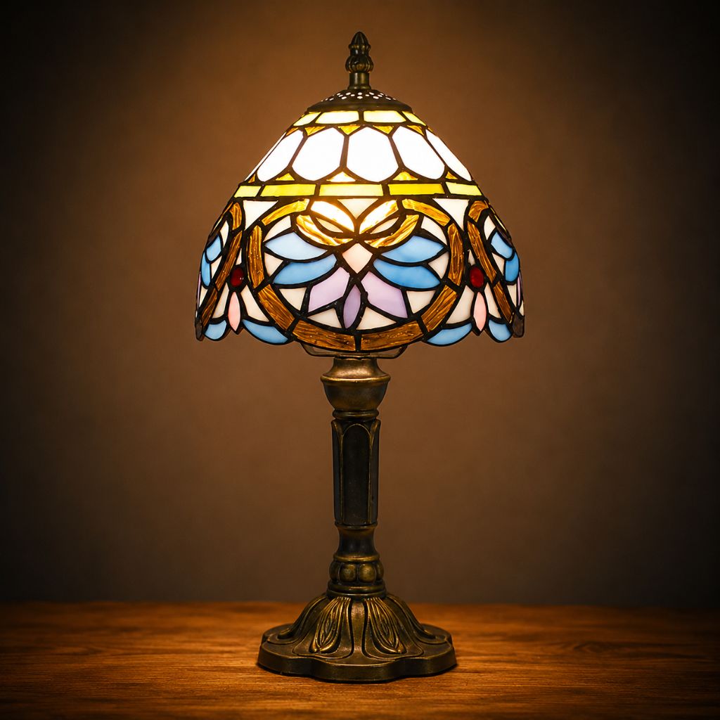 Tiffany Tafellamp met Glas-in-Lood Kap Verstelbaar Leeslamp Bureaulamp Scandinavisch Design Sfeerlicht | Sansoti