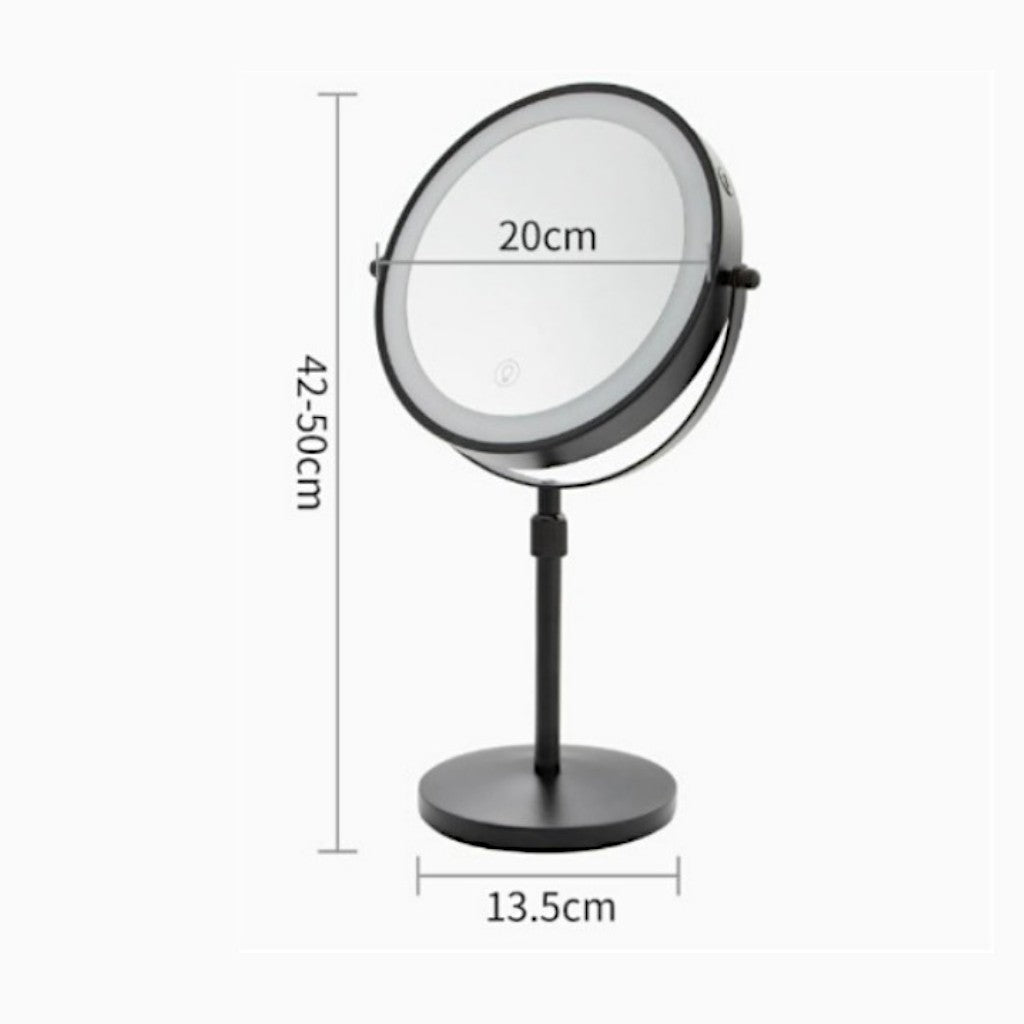 Stand-Schminkspiegel mit LED, verstellbar, 10-fache Vergrößerung, 3 Lichtmodi, aufladbar, 42–50 cm Höhe, Badezimmer | Sansoti